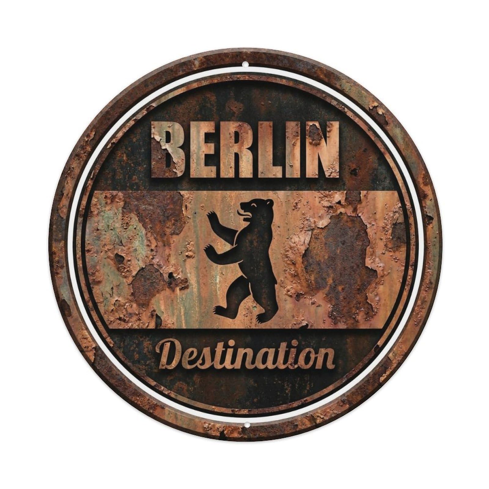 Yrnq 8X8inch Vintage Style Vintage Travel Berlin Germany Aspiration Metal Tin Sign