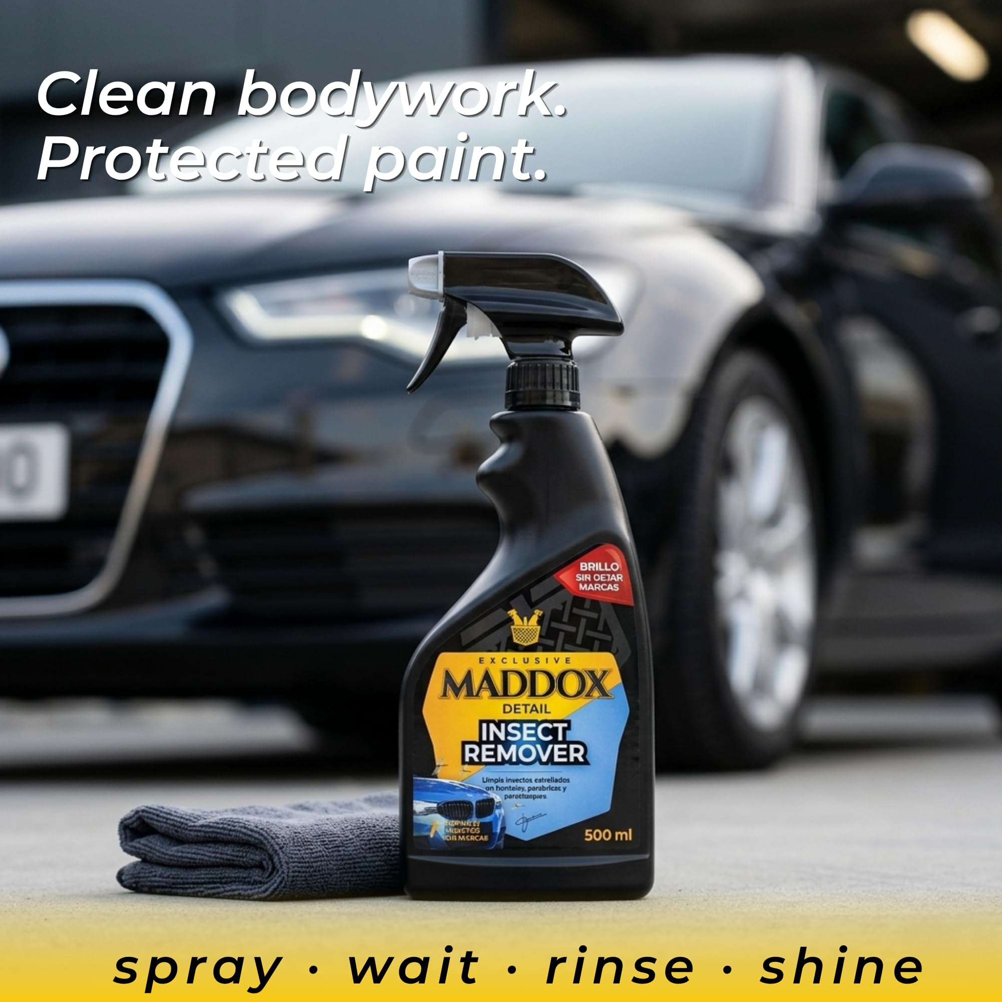 Maddox Detail - Quitainsectos Coche | Elimina Mosquitos e Insectos Incrustados sin Frotar | Limpia Mosquitos Coche y Manchas en Faros, Parabrisas y Parachoques | Insect Remover 500 ml