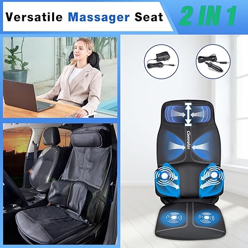 Miniatura 3 de Cojín de masaje de espalda, cojín de asiento de vibración, 3 modos y 3 intensidades masaje de espalda y cuello para aliviar el estrés y fatiga