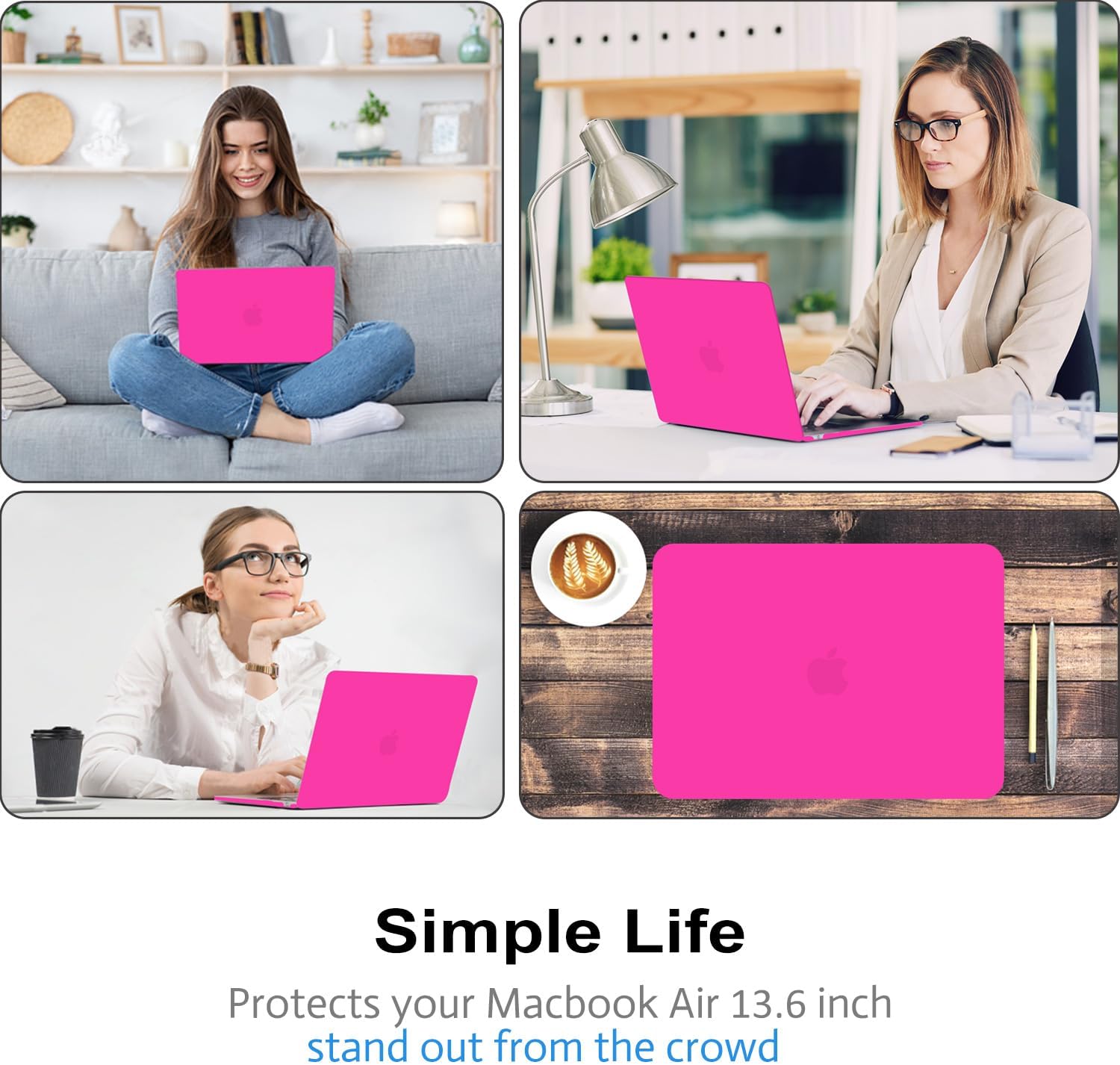 AKIT Compatible with MacBook Air 13 inch Case 2026 2025 2024-2022 M4/M3/M2 A3240 A3113 A2681, Slim Matte Plastic Hard Shell Case + Screen Protector + Keyboard Cover for MacBook Air 13.6 inch, Hot Pink - Image 7