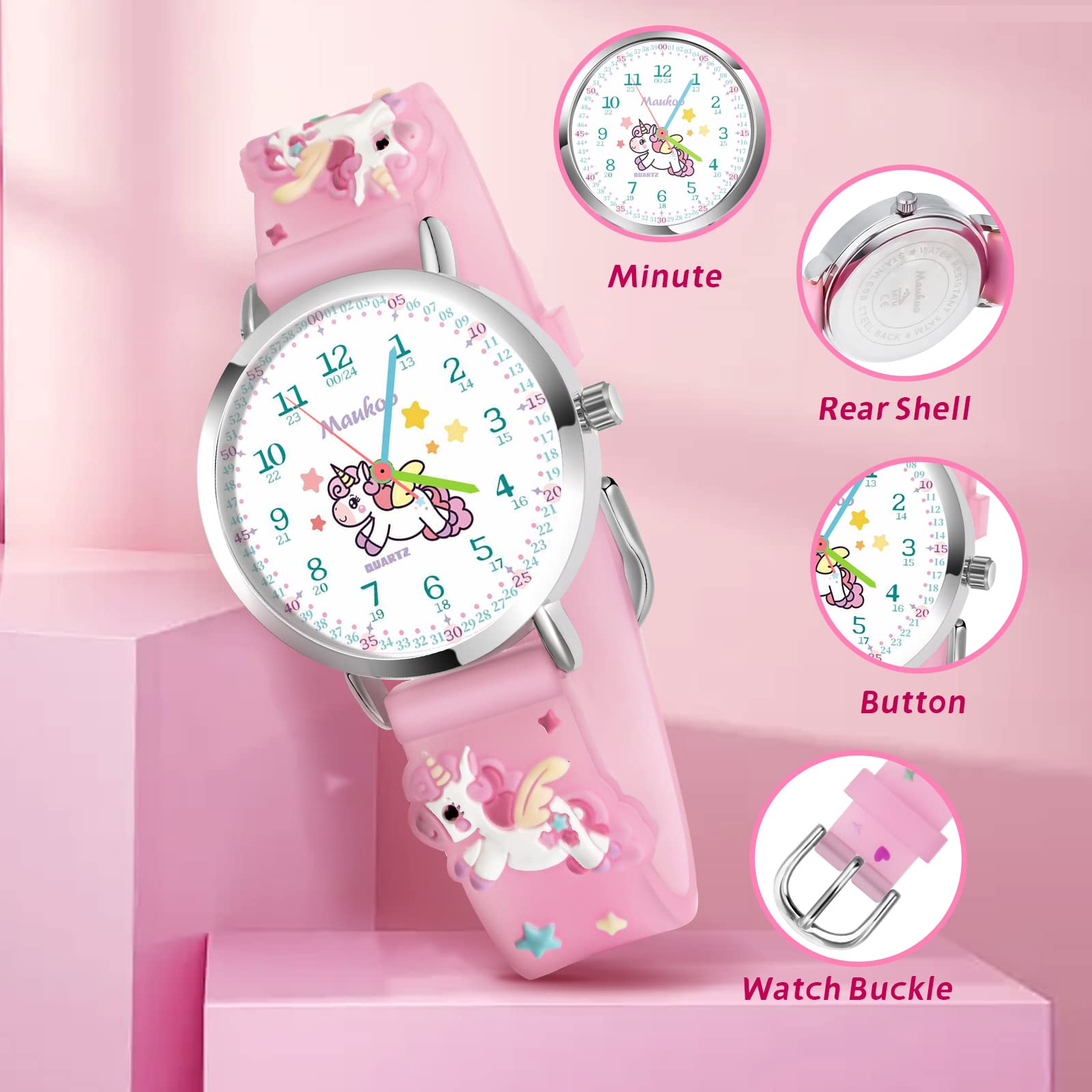 Montre Enfant, Montre à Quartz Analogique de Dessin Animé 3D, Montre-Bracelet pour Garçons et Filles, Montre pour Enfant étanche 30M Bracelet en Silicone