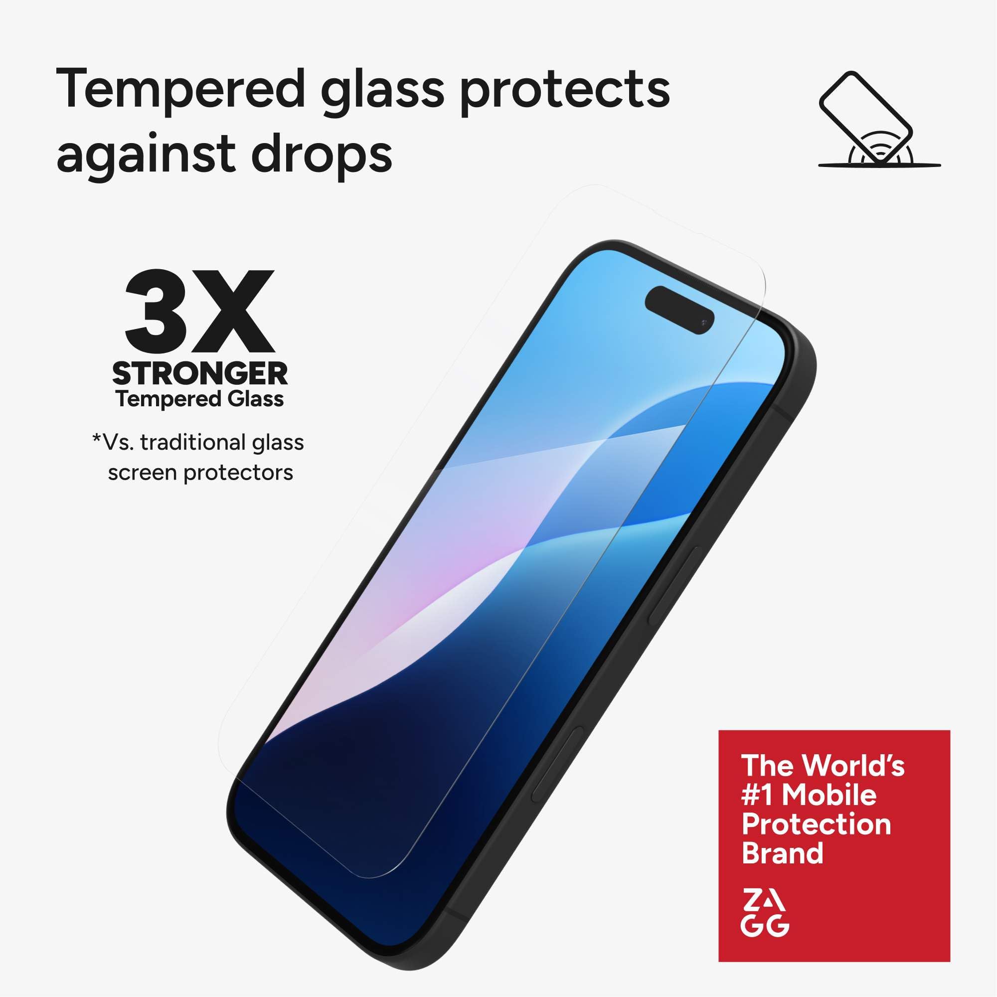 ZAGG InvisibleShield - Pellicola protettiva in vetro temperato per iPad A16 2025 11a/10a generazione 2022 da 10,9 pollici, 3 volte più resistente, protezione da urti e graffi, anti-impronte, facile da