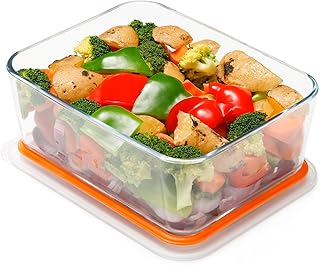 NUTRIUPS 2.6QT Deep Glass Baking Dish with Lid,（9×7in ）Deep Rectangular ...