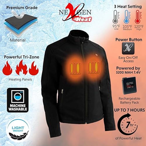 Miniatura 2 de Nexgen Heat MPL2760SET - Chaqueta térmica para mujer, color negro, con cremallera frontal, con cremallera frontal