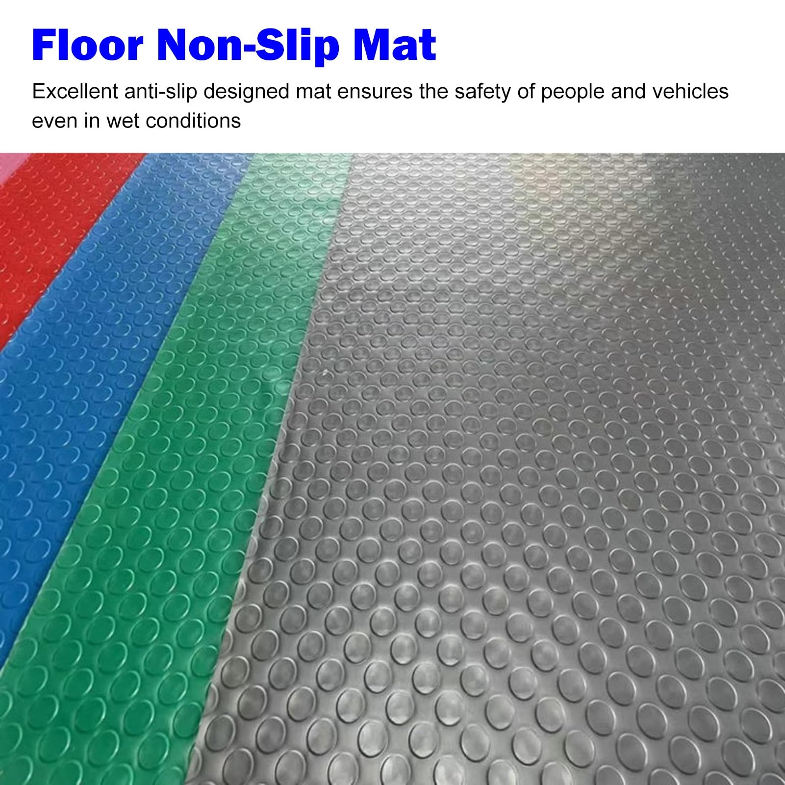 Genérico Alfombrilla Antideslizante para Garaje, Rollo Texturizado Impermeable, 2,5 mm de Grosor, protección para Aparcamiento, 91,4 x 457,2 cm (3' x 15'), Ideal para Coches, Duradera y fácil de Limp