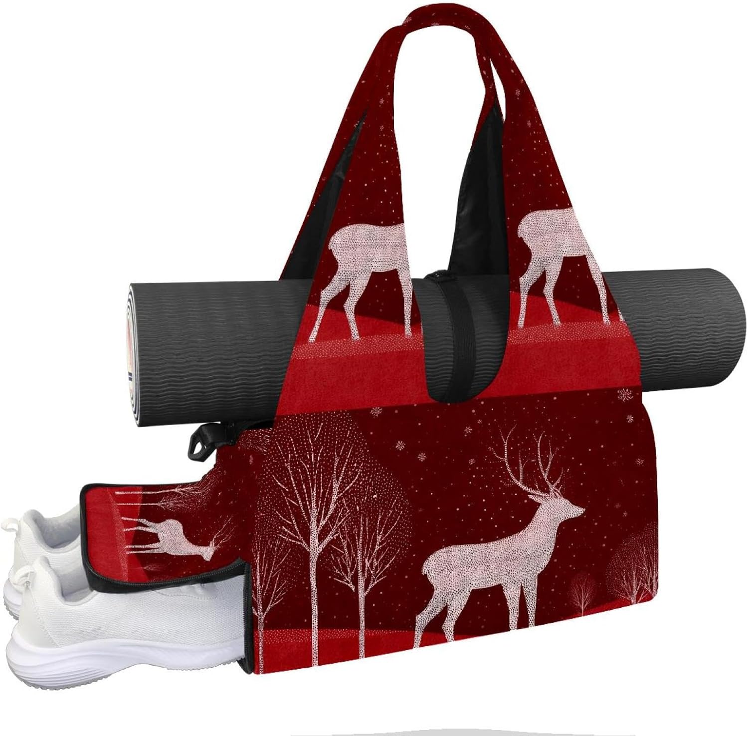 Yoga Mat Bag, Gym Workout Bag with Shoe Compartment, Cherry Blossom Axolotl Pilates Bag for Women, Quick Access Storage Yoga Tote Bag for Sports Travel Office
