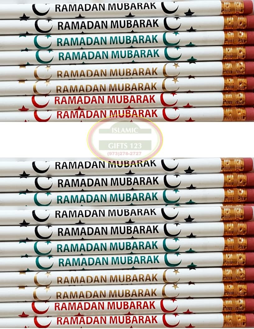 Ramadan Pencils Ramadan Mubarak Ramadan Favors (100) Eid Customized Party Favors Decoration Arabic Novelty Muslim Gift Wholesale (RAMADAN Mubarak)