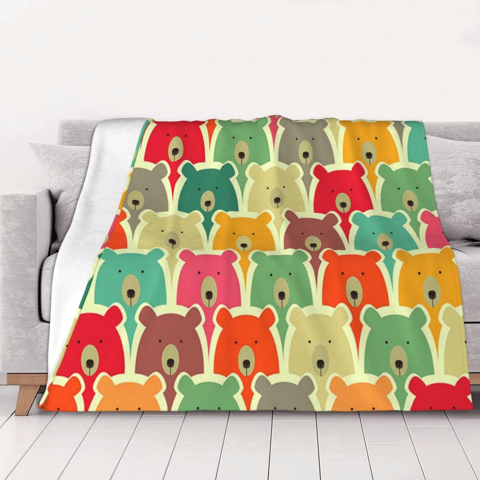 Couverture en flanelle douce pour lit adulte plaid ours 150x125