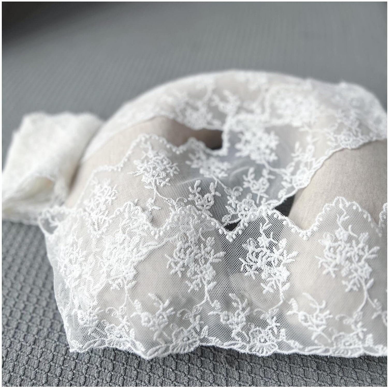White Lace Trim Ribbon, Wide Embroidery Floral Sewing Lace Trim for Craft Sewing, Wedding/Bridal Decoration, Home Decoration, Packaging, 5 Yards