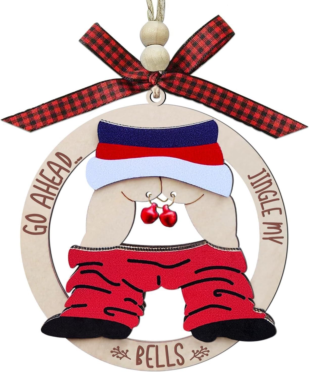 Jingle Bell Christmas Tree Ornaments, Wooden, Unique Stocking Stuffer Gift and Christmas Decorations for Trick,Laughting (1)