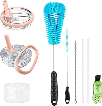 2 Pack 40 oz Stanley Cup Replacement Lid + 4 Pack Bottle Brush Cleaner Set