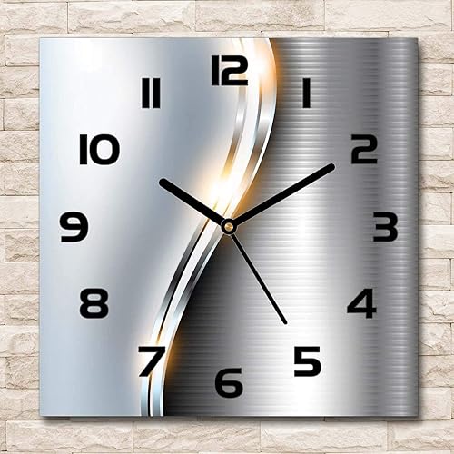 Miniatura 2 de Tulup - Reloj de pared de cristal de 11,8 x 11,8 pulgadas, con imagen de cristal real, para cocina, salón de cocina, reloj de cristal templado,