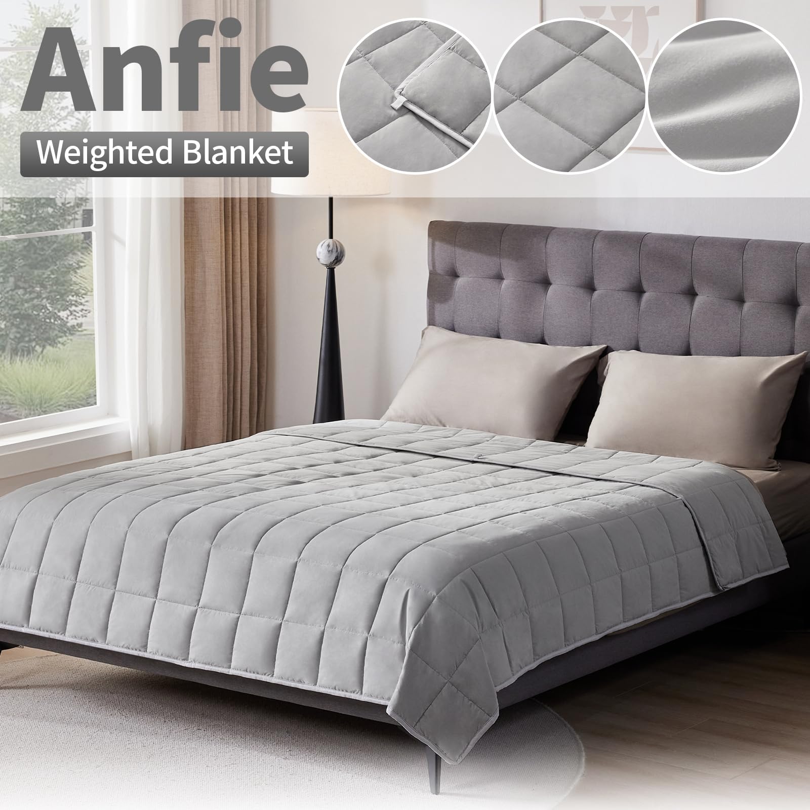 anfie Manta con Peso (203 x 221 cm, tamaño King de 9 kg) ultrasuave y acogedora, Manta Pesada para Adultos, Manta Pesada y Lavable a máquina, Manta Suave