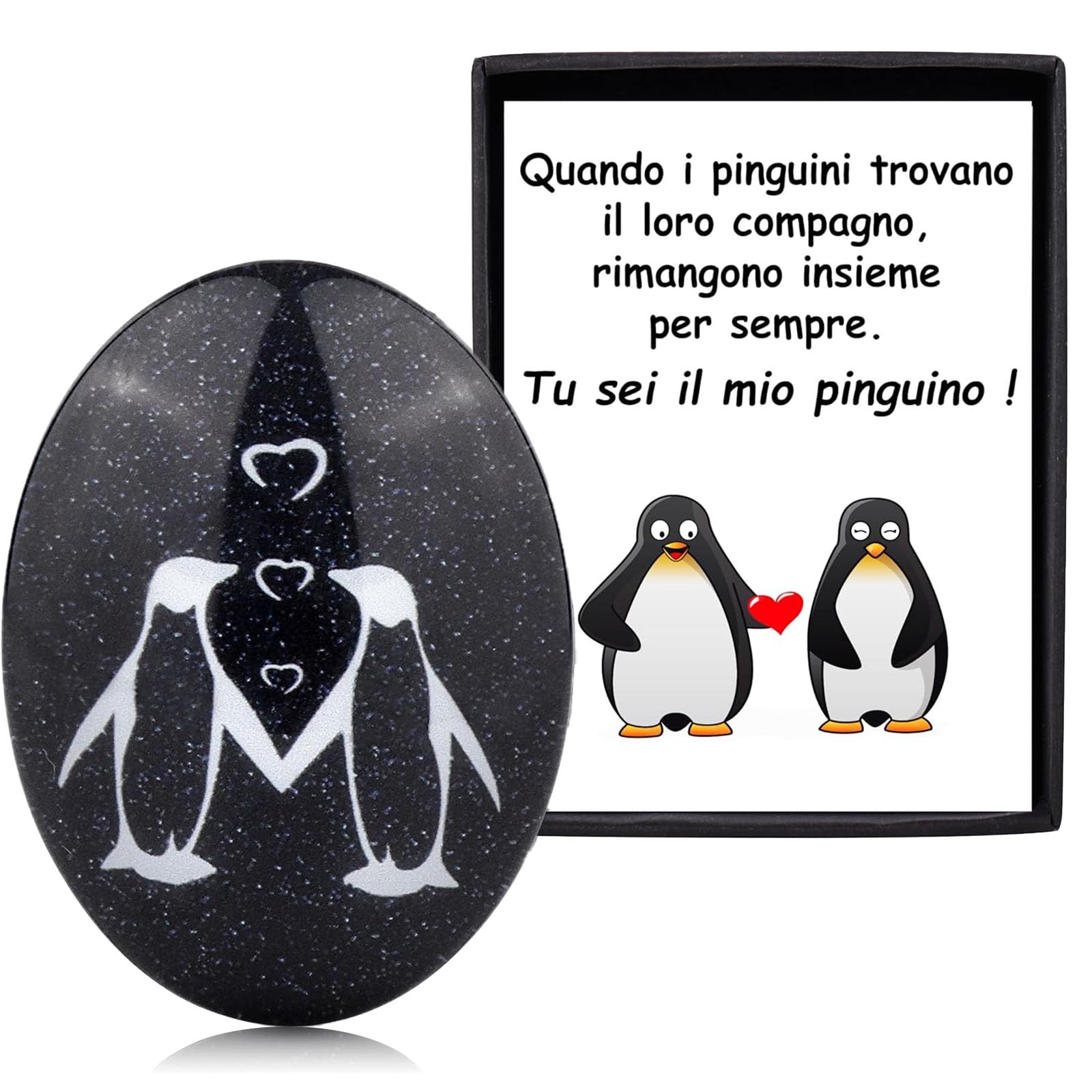 Pinguino Pietra Regali Per Lui Fidanzato Regali Per Lei Fidanzata, Regalo Anniversario Matrimonio Moglie Marito San Valentino Compleanno, Regali Di Coppia Natale Regalo Anniversario Per Lui/Lei
