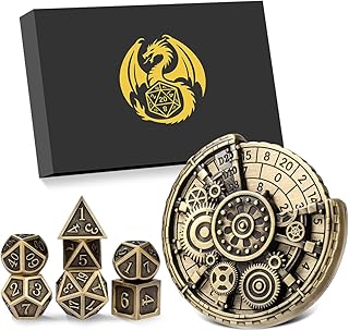 DND Metal Dice Set, 7-in-1 Gear Wheel Dice Spinner + 7-Piece Polyhedral Metal DND Dice Set, D&D Gifts with Dragon Logo Gif...
