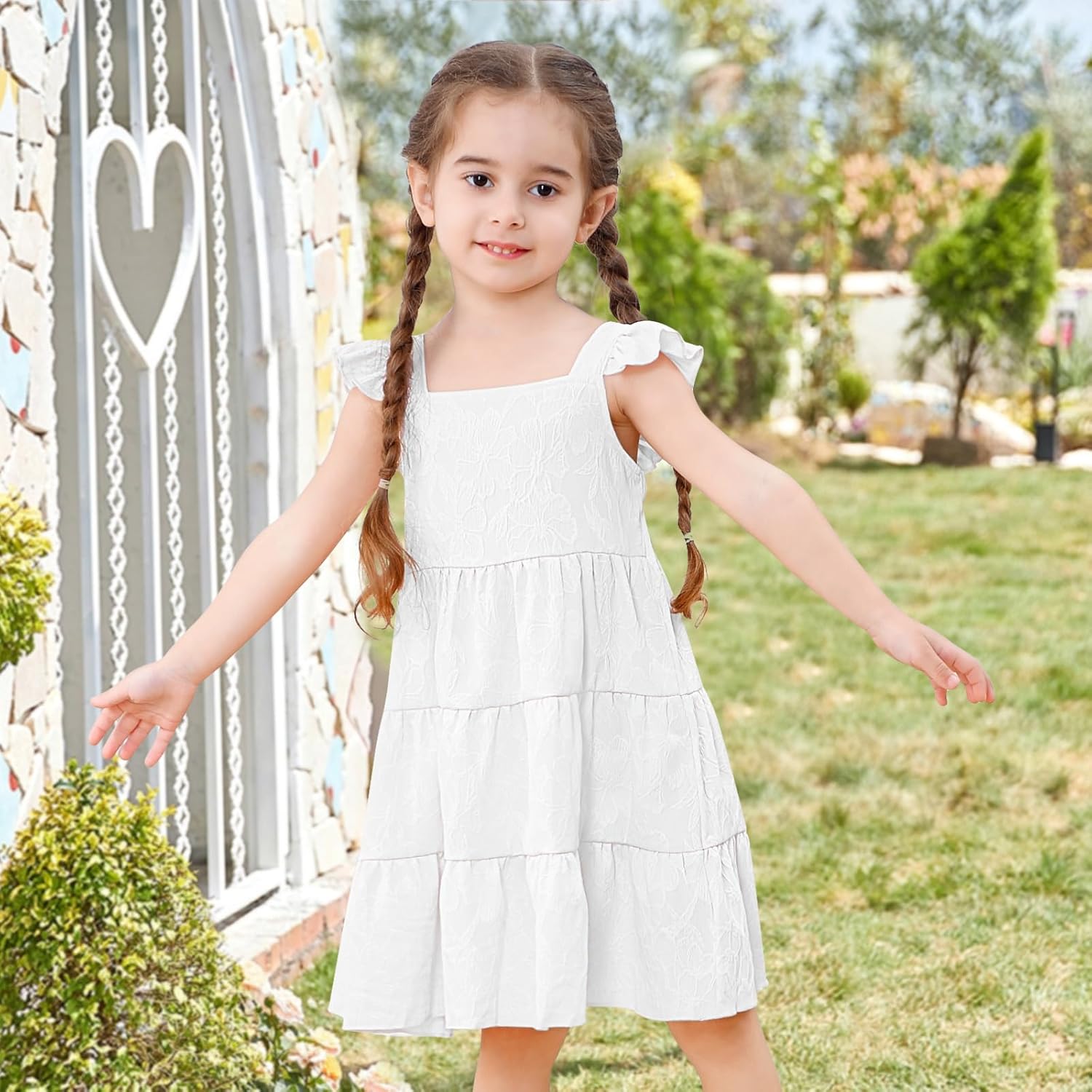 Toddler Baby Girls Dress Sleeveless Ruffle Baby Girls Summer Dress Casual Solid Floral Little Girls Beach Sundress - Image 3