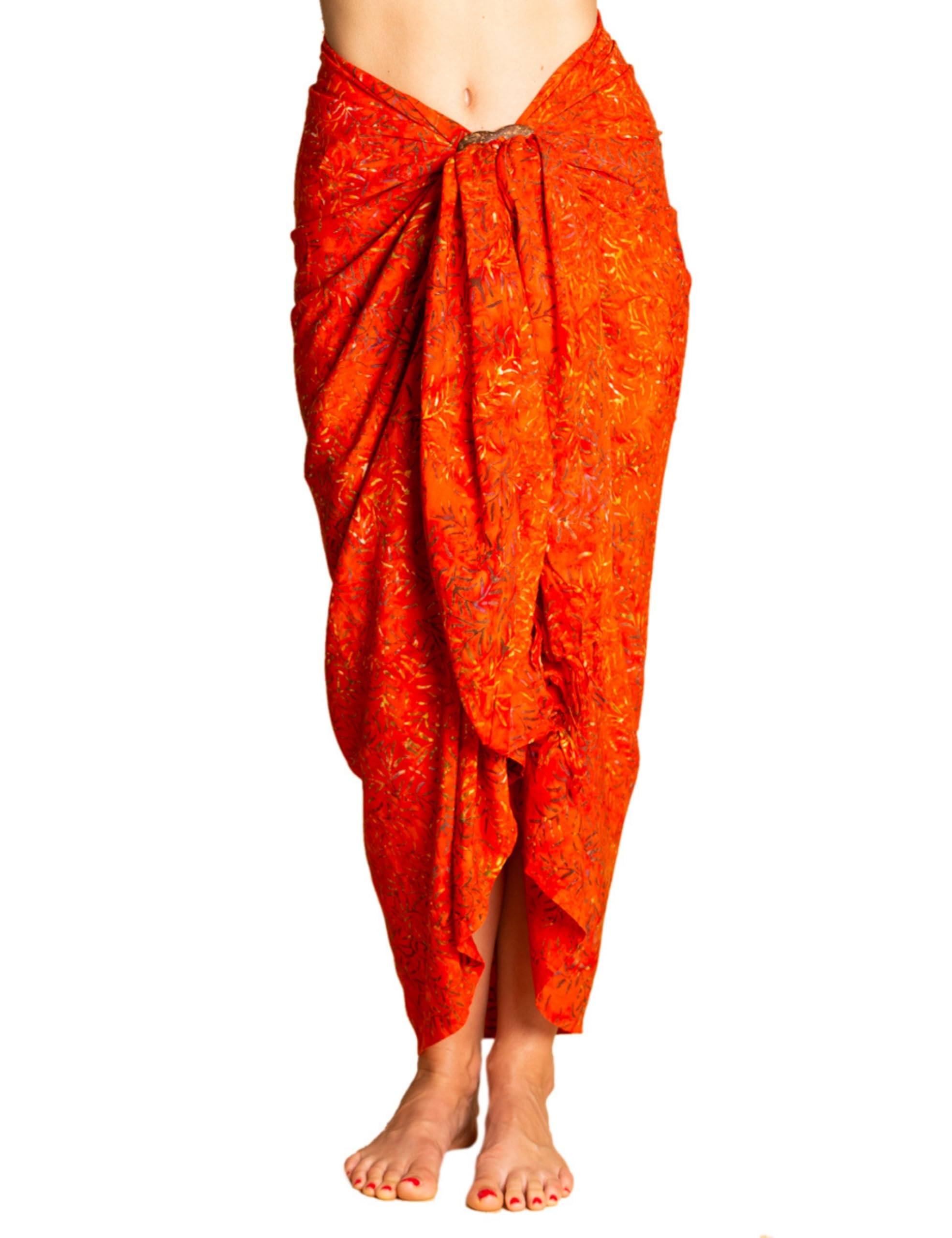 Panasiam Women's B017 Orange Bambooleaf Sarong B017 Orangeleaf, L