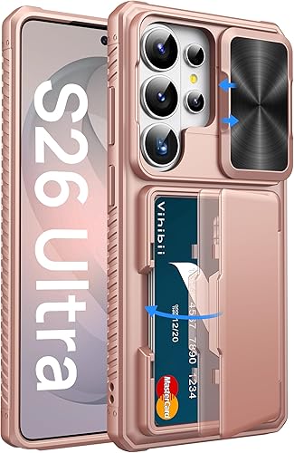 Vista 38 de Vihibii Funda tipo cartera para Samsung Galaxy S25 Ultra, tarjetero integrado (4 tarjetas), [bloqueo RFID] y cubierta de lente deslizante, Verde