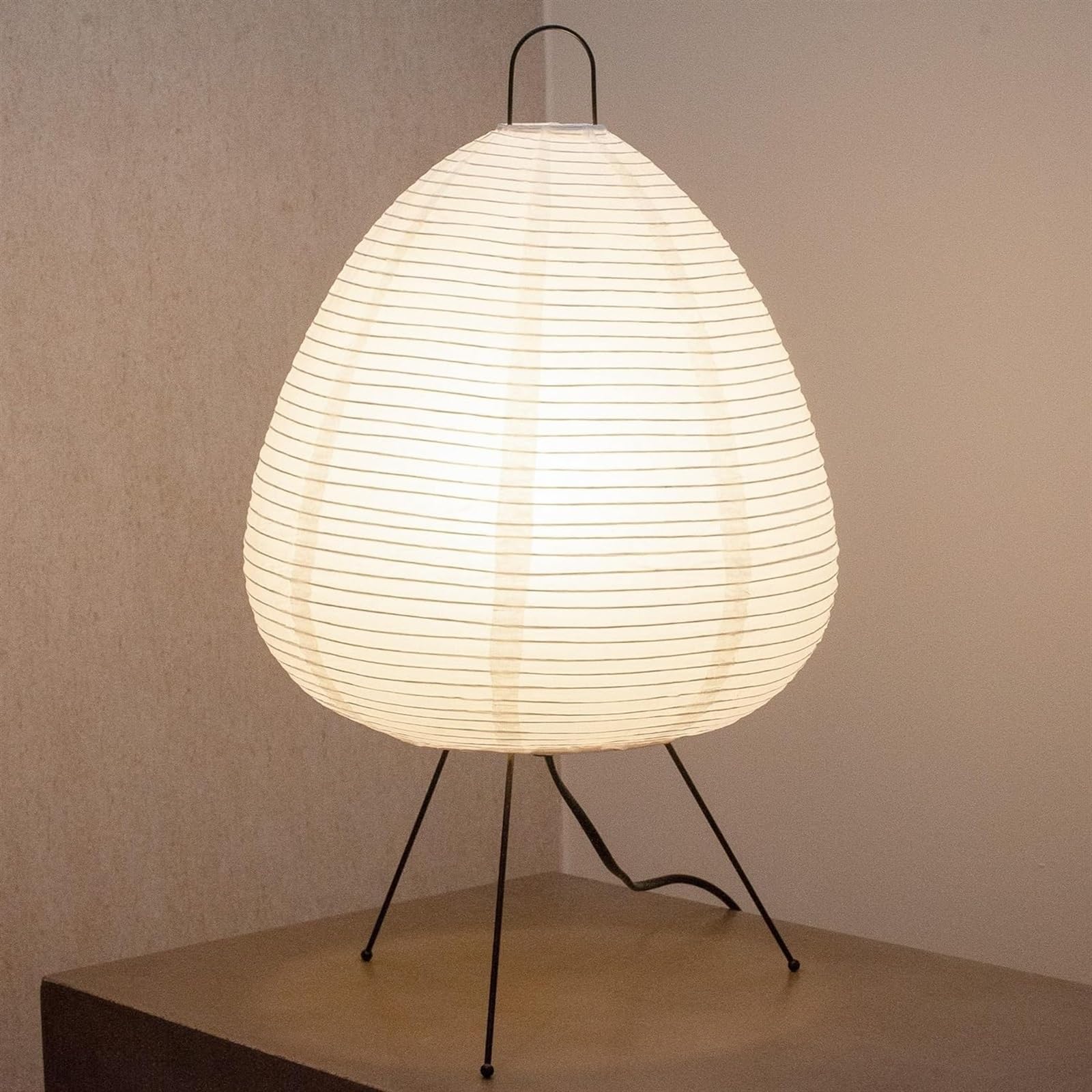 The White Shop Japanese Paper Lamp Dimmable Noguchi Style Rice Floor Lantern With Washi Shade Cozy For Living Room Bedrooms