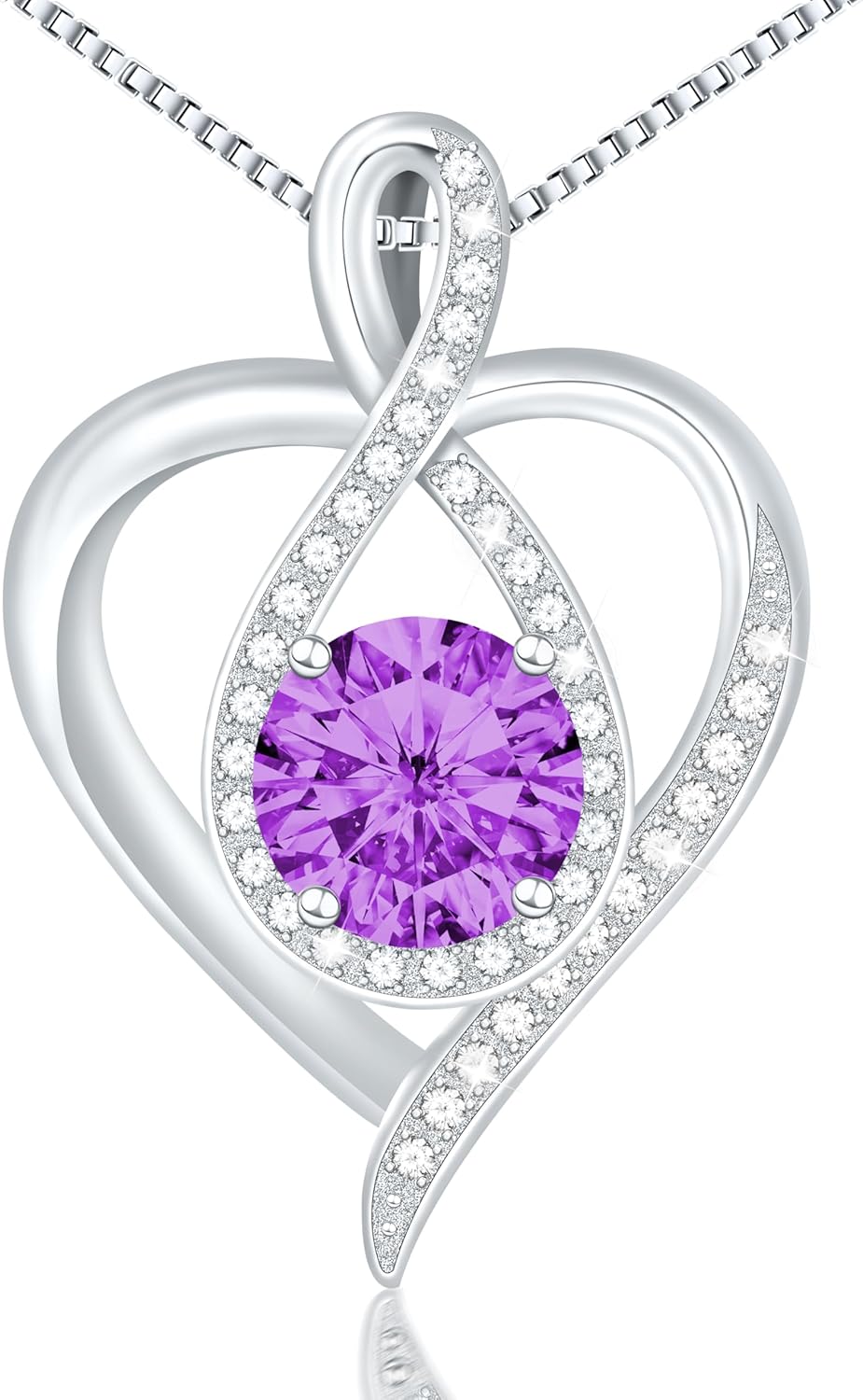 925 Sterling Silver Infinity Heart Necklace for Women, Rhodium Plated Cubic Zirconia Pendant Gift for Girlfriend Wife Mom - Anniversary Valentine's Day Birthday Present with Elegant Gift Box