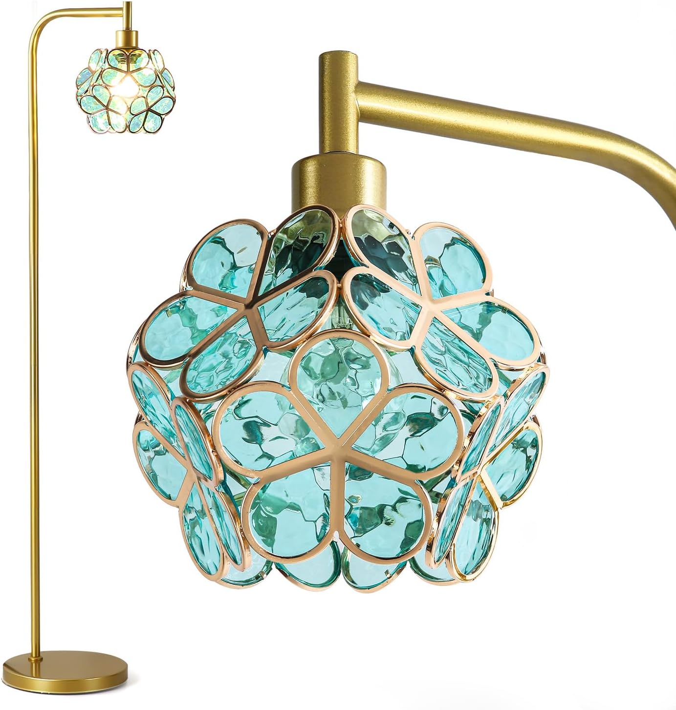 Flower Petals Tiffany Style Floor Lamp, Modern Green Flower Standing Lamp for Living Room, Vintage Acrylic Tall Lamp Decoration for Living Room,Corner, Bedroom(Bulb Included)