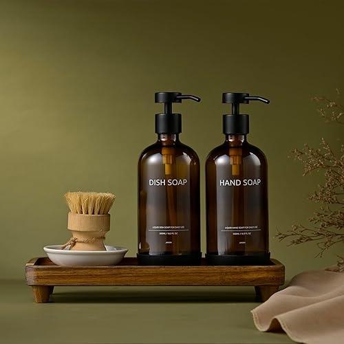 Miniatura 9 de Bandeja de tocador, bandeja de baño, bandeja dispensadora de jabón para baño, cocina y decoración del hogar (Acacia-mediana)