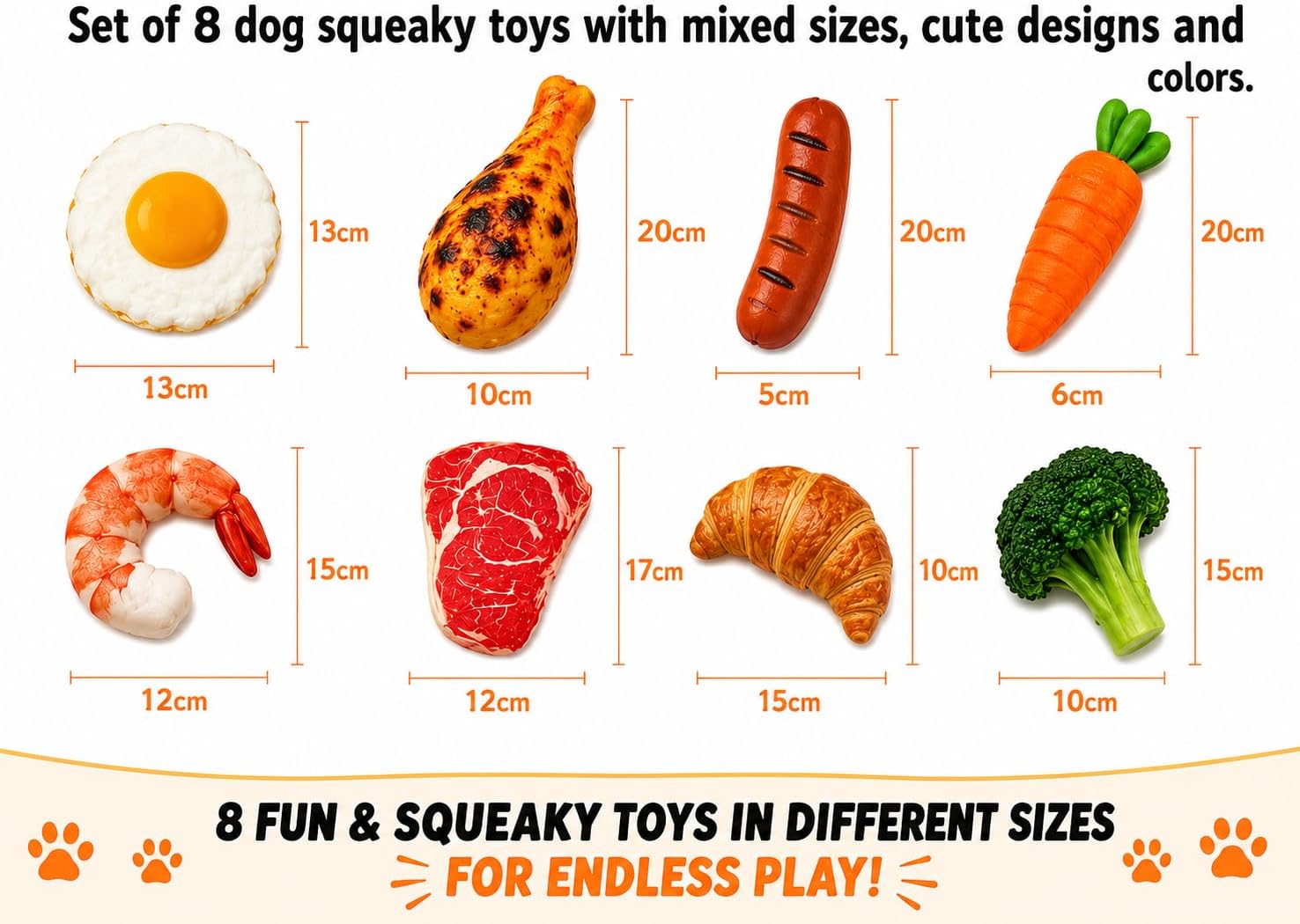 8 Pack Squeaky Dog Toys for Small, Plush Gourmet Food Dog Toy Set with Reusable Drawstring Storage Bag, Interactive Food Shaped Chew Toys for Puppies, Soft Stuffed Dog Toys for Small & Medium Dogs image 4