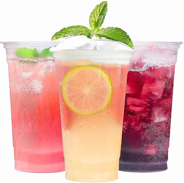 Vatzon Plastic Cups - Pack of 50 Premium Quality Disposable Cups 330 ML PET Clear Drinking Glasses for Beer, Pool Party, Picnic and BBQ