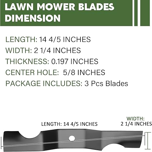 Miniatura 2 de Juego de cuchillas de elevación con muescas para cortacésped Ariens Zoom Gravely ZT Zero Turn 42 pulgadas Deck 04265400 3 Pack