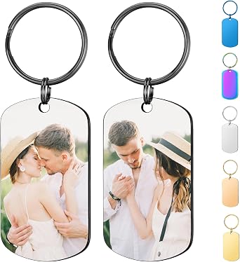 Custom Keychain Personalized Customized Key Chain with Picture - Double-sided Photo Text Tag
