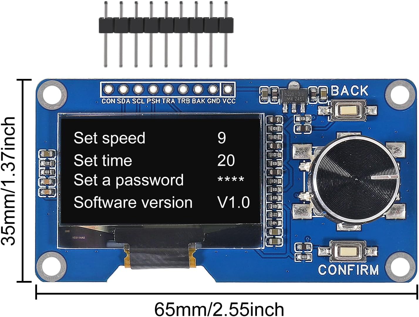 AITRIP 2PCS 1.3-inch OLED Module Button EC11 Rotary Encoder IIC Interface LCD Screen for Arduino -White
