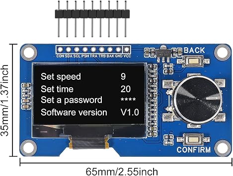 AITRIP 2PCS 1.3-inch OLED Module Button EC11 Rotary Encoder IIC Interface LCD Screen for Arduino -White