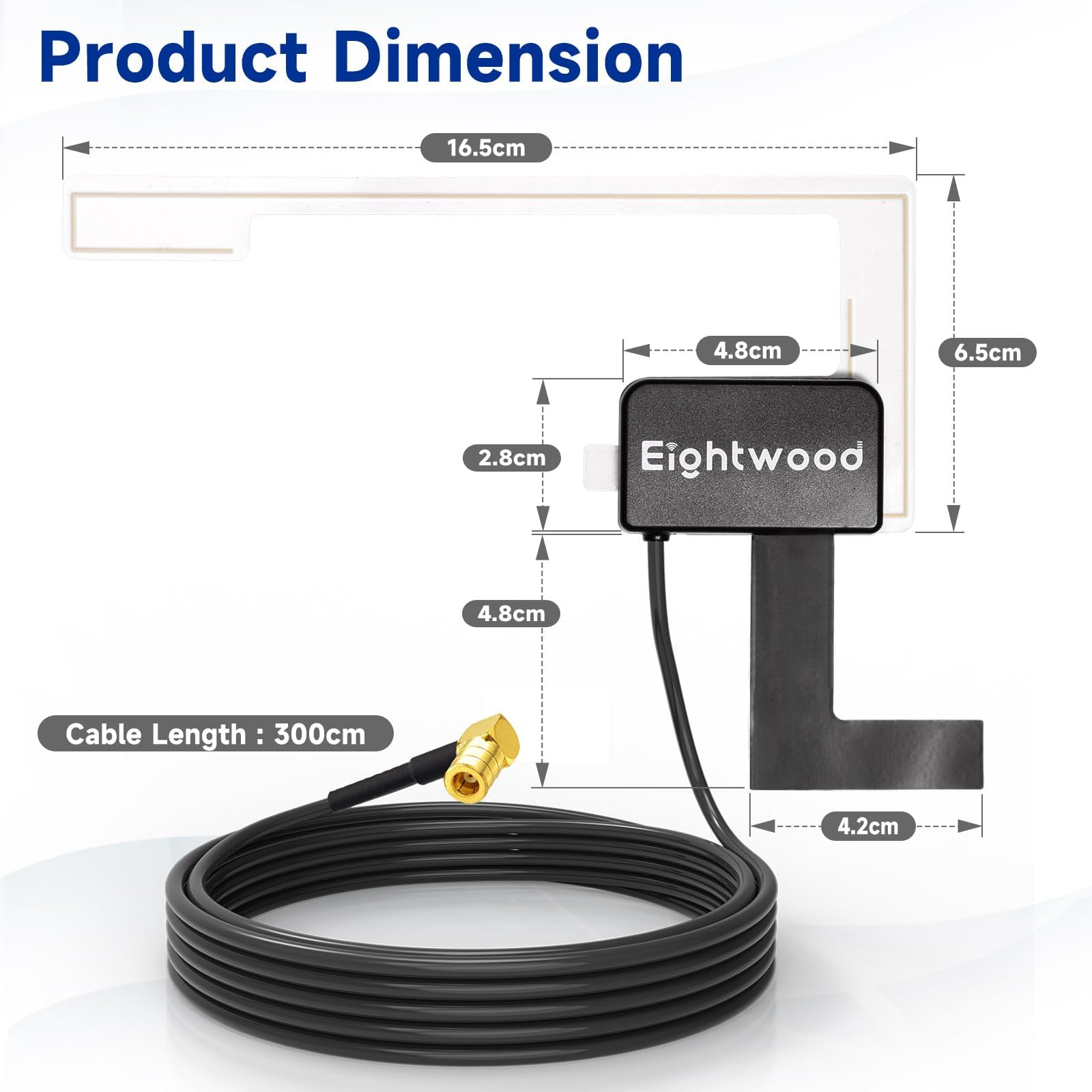 Eightwood DAB antena samochodowa + AM/FM dla Pioneer, Clarion, Kenwood, Alpine i JVC