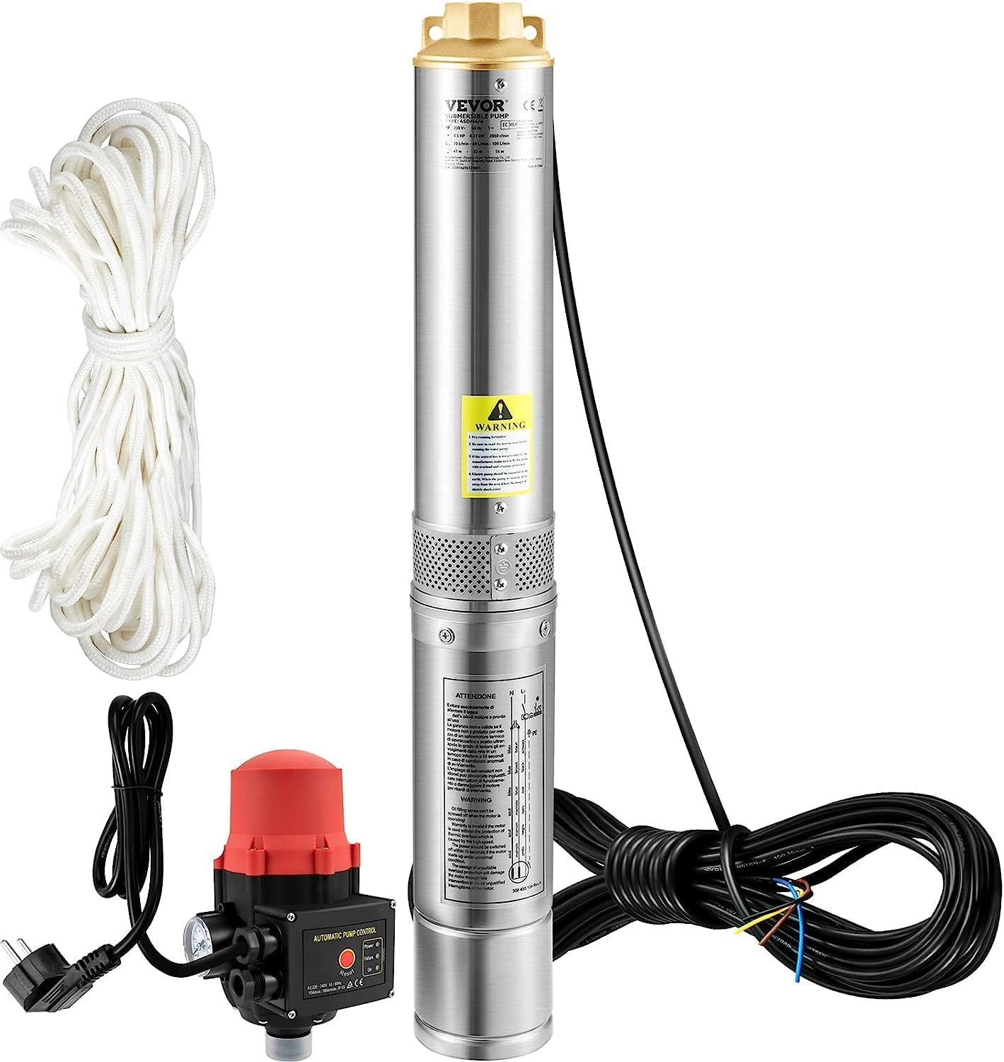 Pompa Sommersa MSW Per Pozzo - 550W, 6000 L/h, Acciaio Inox, Profondità 57m - Foto 7