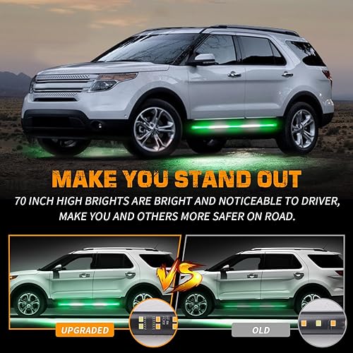 Miniatura 8 de XRIDONSEN 2 tiras de luces estroboscópicas de emergencia de 60 pulgadas, 720 luces LED para estribo, barra de luces intermitentes de color blanco