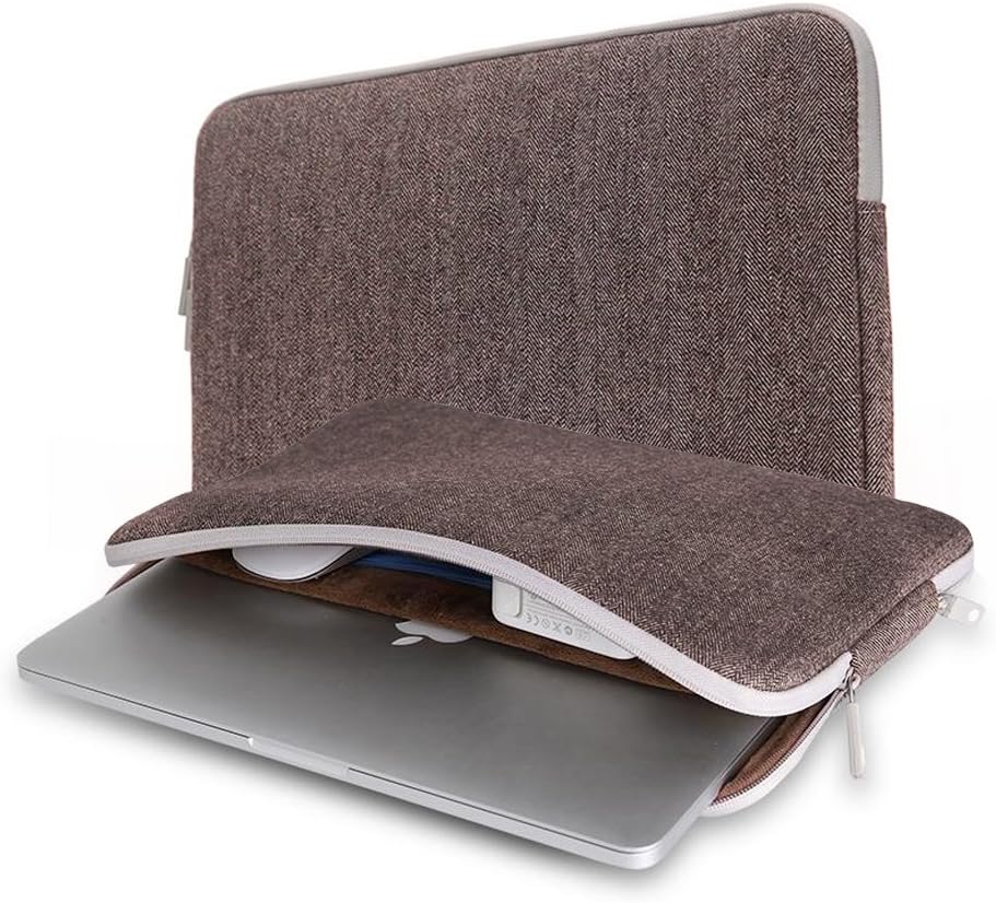 Gearmax 13-13.5 Inch Herringbone Woollen Water-resistant Laptop Sleeve Case for MacBook Air/ Retina Macbook Pro/ 12.9 Inch iPad Pro/ Surface Book/ Netbook Tablet/ Briefcase Carrying Bag - Brown