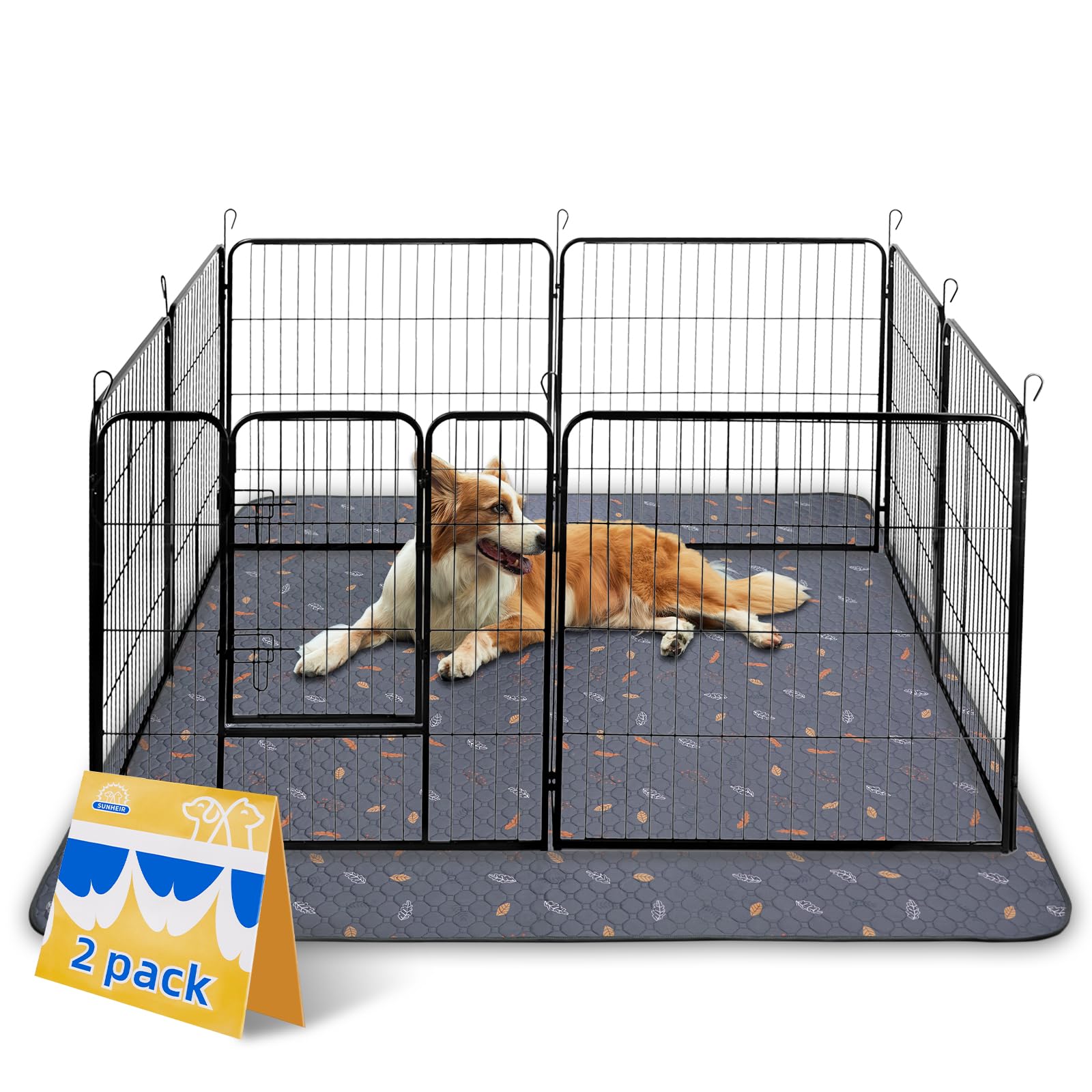 Sunheir Washable Pee Pads for Dogs Extra Large 48" x 60" 2-Pack, Reusable Puppy Pads Pet Training Pads for Dog Playpen Indoor, Waterproof Dog Pee Pads