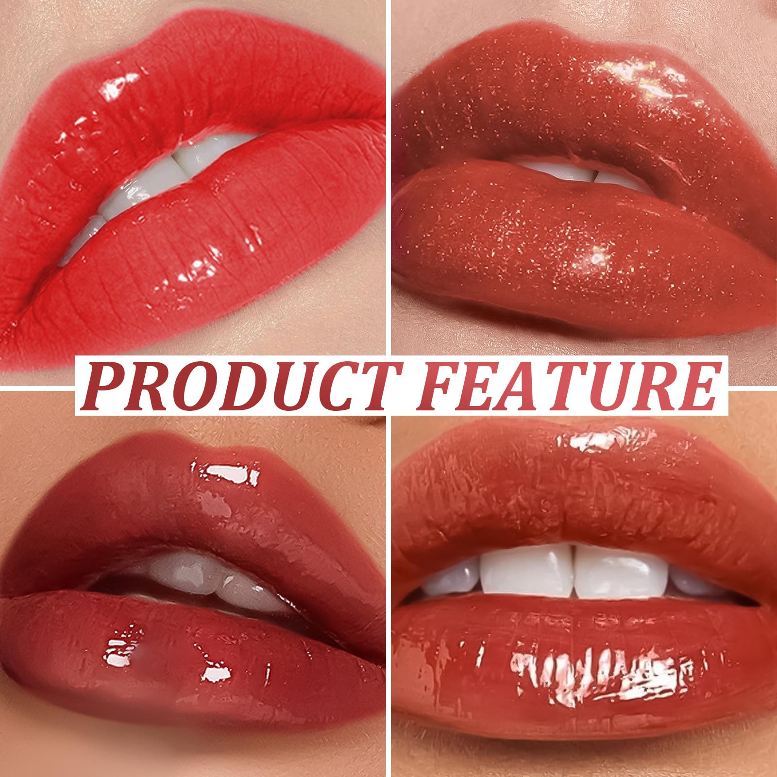 4PCS Lip Gloss Set, Plumping Lip Oil Set, Light Long Lasting Tinted Glitter Liquid Lip Gloss - Image 2