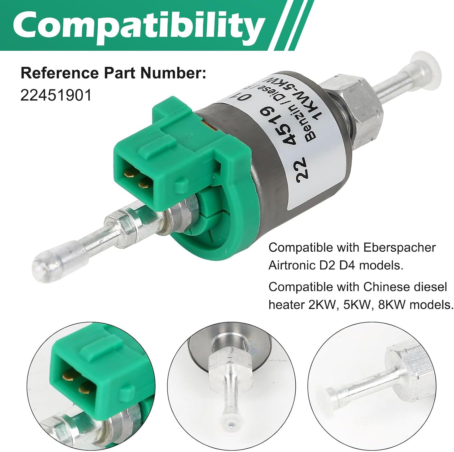 12V Diesel Heater Fuel Pump Low Noise Fuel Metering Pump Parking Air Heater Fuel Dosing Pump Replacement Part for Eberspacher Airtronic D2 D4 Heater, for Chinese Diesel Heater 2KW 5KW 8KW