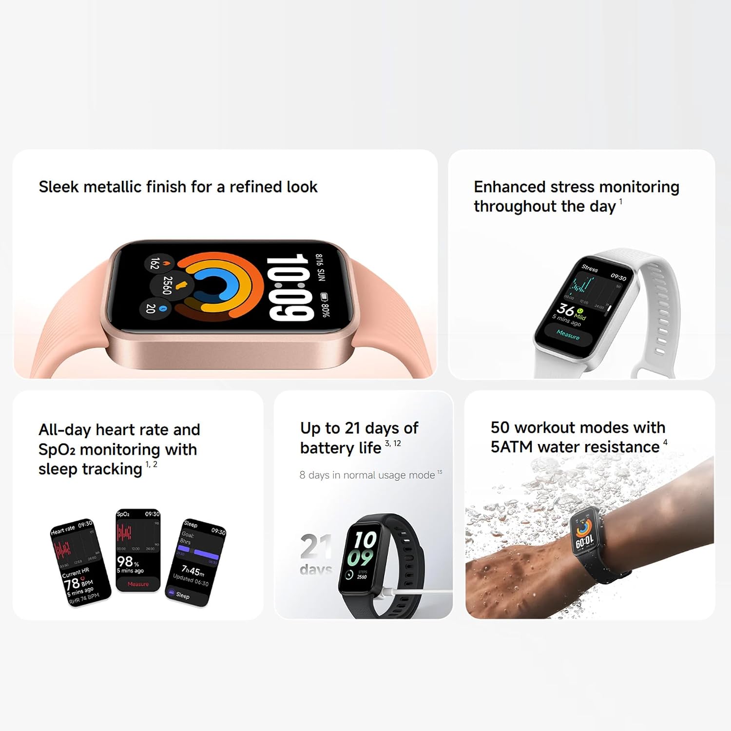Xiaomi Smart Band 11 Active Fitness Tracker, 1.47" 60Hz Display, 21-Day Battery Life, 5ATM Waterproof for Swimming, Heart Rate & Sleep Monitor, 50 Workout Modes, Activity Tracker for Android iOS 3 71NeAfTCV9L. AC SL1500