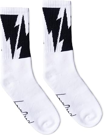 SOCCO x Mike Vallely Big Bolt Crew Socks | Best Skateboarding Crew Socks | White | Mens 6-8