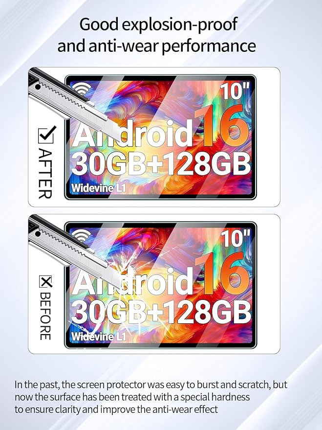 Protector de Pantalla para URAO X109 Android 16 10.1 Pulgadas, 9H, 2 Unidades miniatura 3