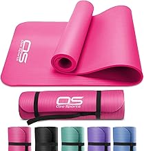 OZE SPORTS Yoga Mat, NBR Foam, Extra Thick, Non-Slip, High Density, Large, for Pilates, Gymnastics, HiiT and Fitness, with Free Carry Strap
