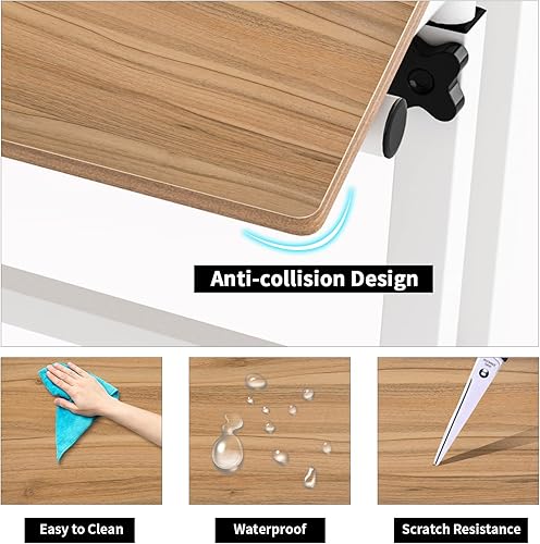 Miniatura 4 de SogesHome Oka - Mesa de escritorio ajustable para computadora portátil de 31.5 pulgadas, bandeja de carrito de escritorio con soporte para