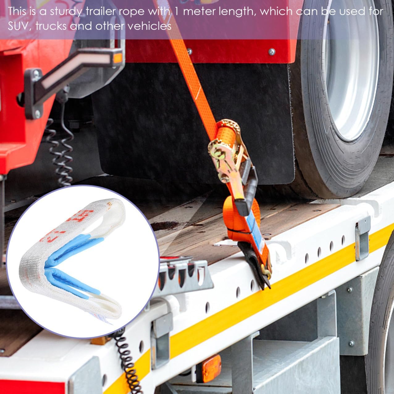 ULTECHNOVO Sturdy Winch Rope for Car Trailer Long Nrs Strap Alternative Hauling Rope Vibration Reduction Random Color