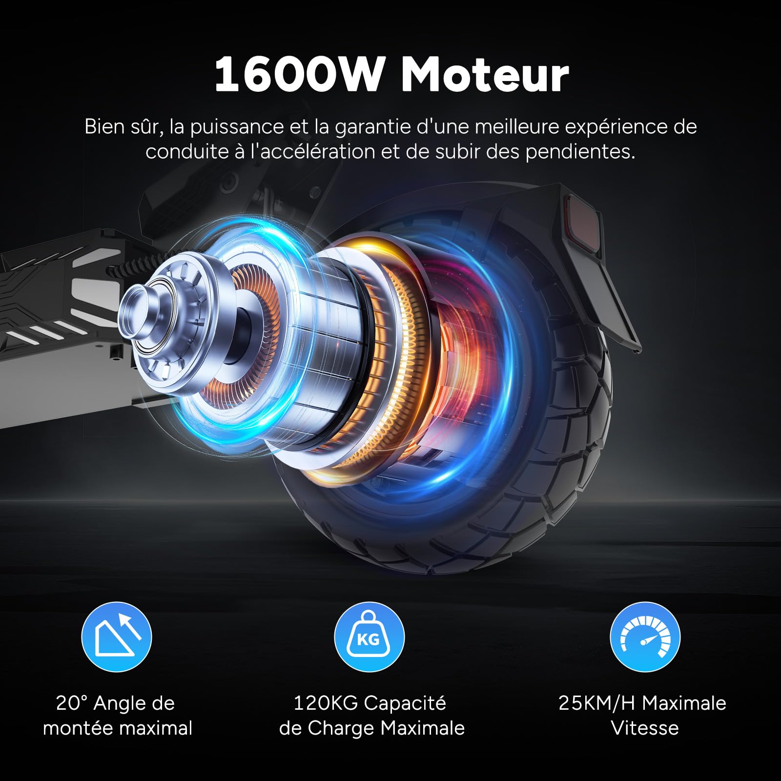 HITWAY H10 Trottinette Électrique Adulte 1600W - Autonomie 90KM/110 KM, Batterie 48V 20.8Ah/28.6Ah - Scooter Tout-Terrain 10 Pouces Tubeless - Double Suspension, Max 120kg - Pliable - APP et NFC