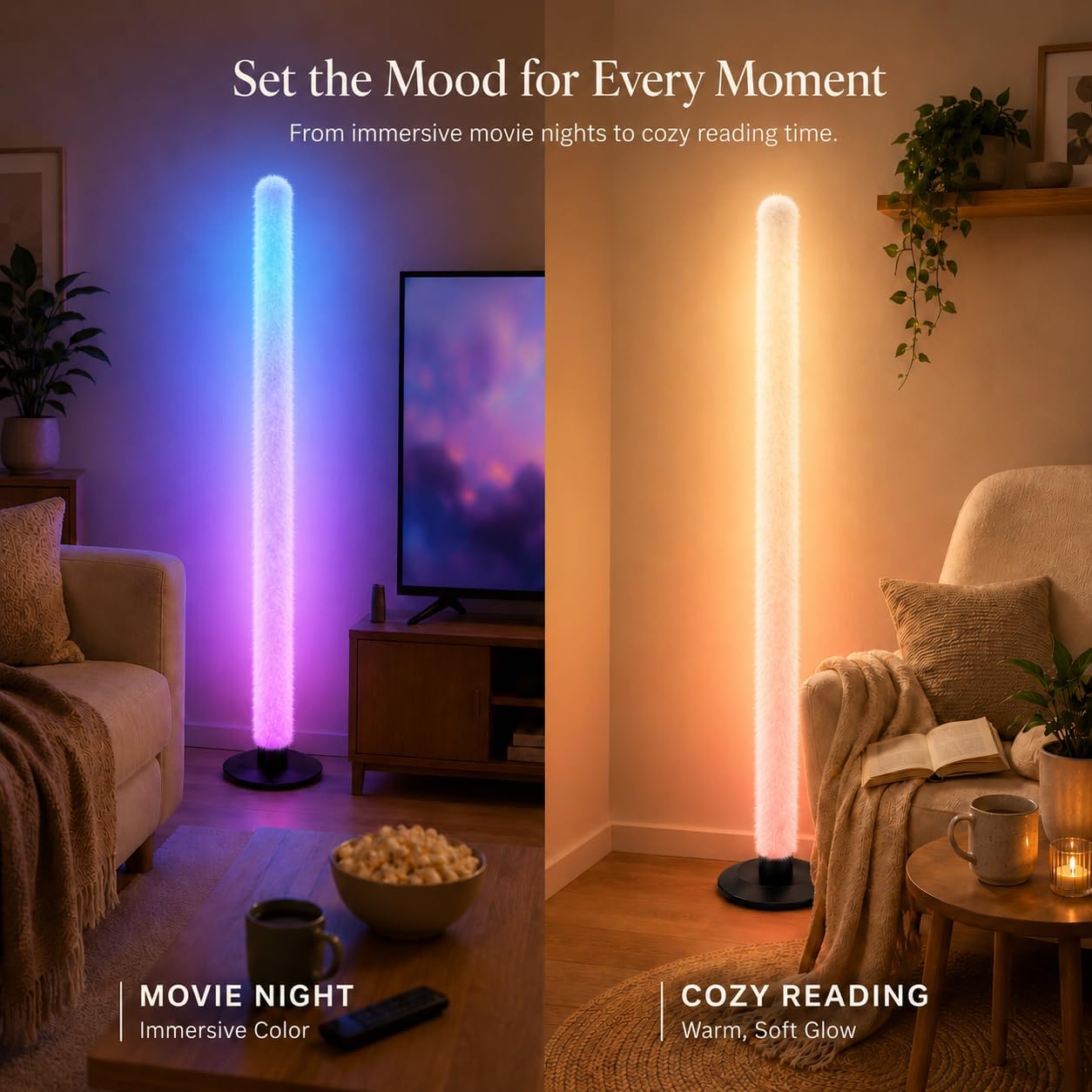 RGB LED Corner Floor Lamp with Plush Cover, App & Remote Control image 5
