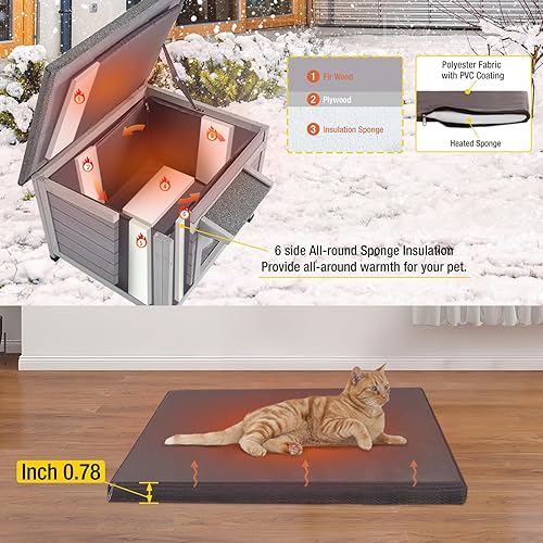 Miniatura 23 de Aivituvin Casa para perros Feral Cat House al aire libre e interior, casas para mascotas con escaleras, 2 pisos
