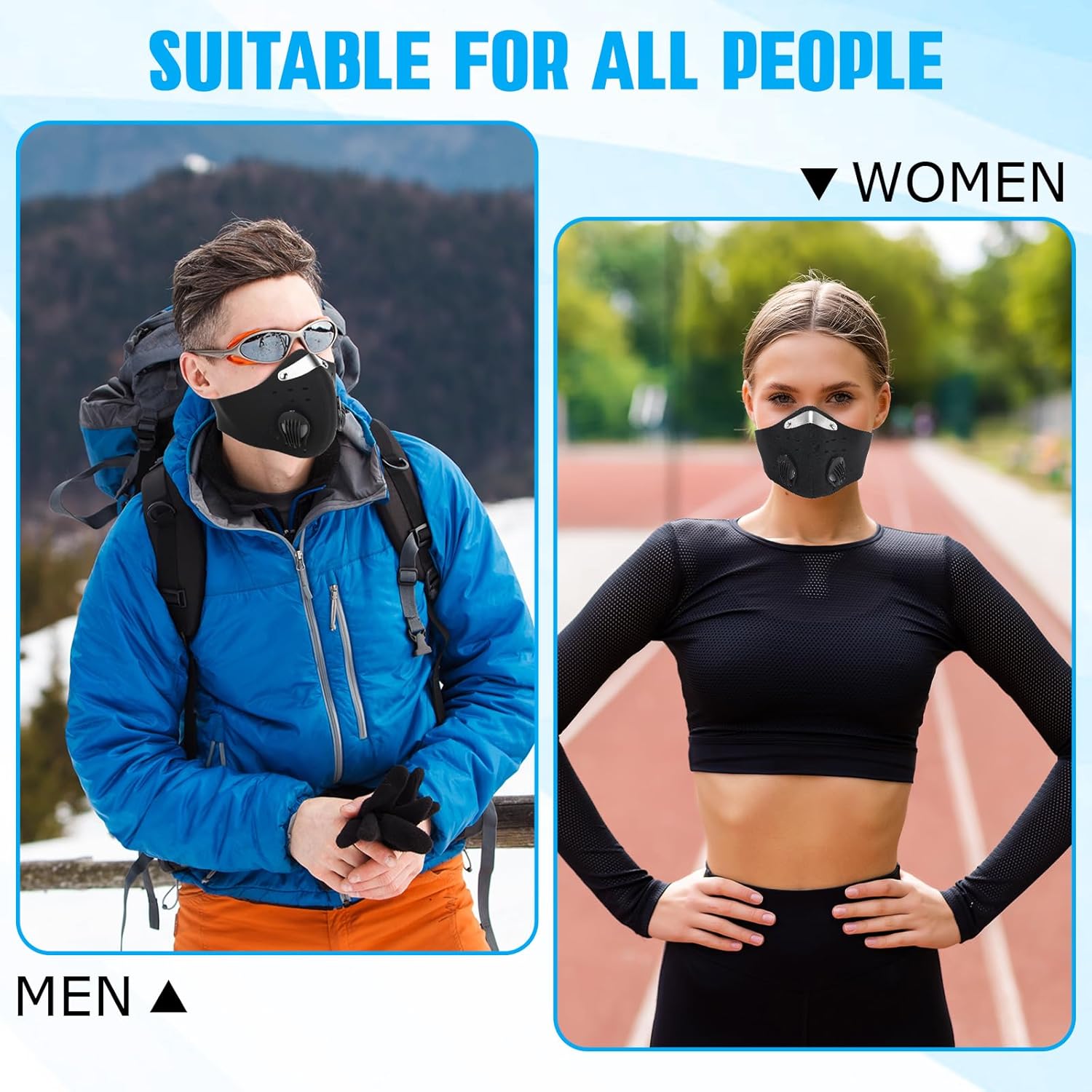 20 Pcs Neoprene Dust Mask Breathable Anti Pollution Respirator Face Protection with Activated Carbon Filter - Image 6