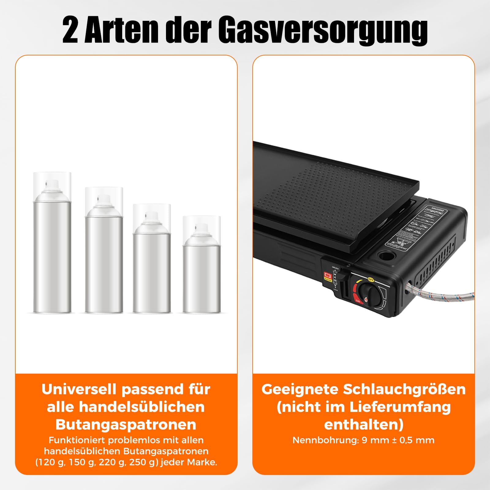 Camping Gaskocher 2-Flammig mit Grillplatte & Tragetasche, 2×2500W Gas Campingkocher 2 Flammig, Tragbarer Gasherd Camping, Überdruckschutz, Gaskocher für Töpfe bis 34cm